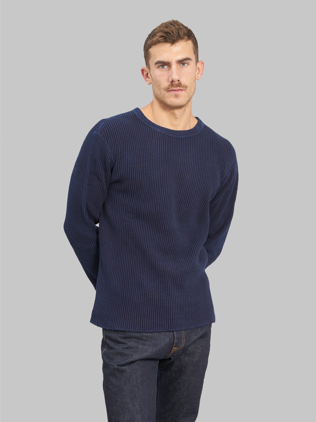 UES Big Waffle Thermal Crewneck Indigo | Rope-Dyed Cotton