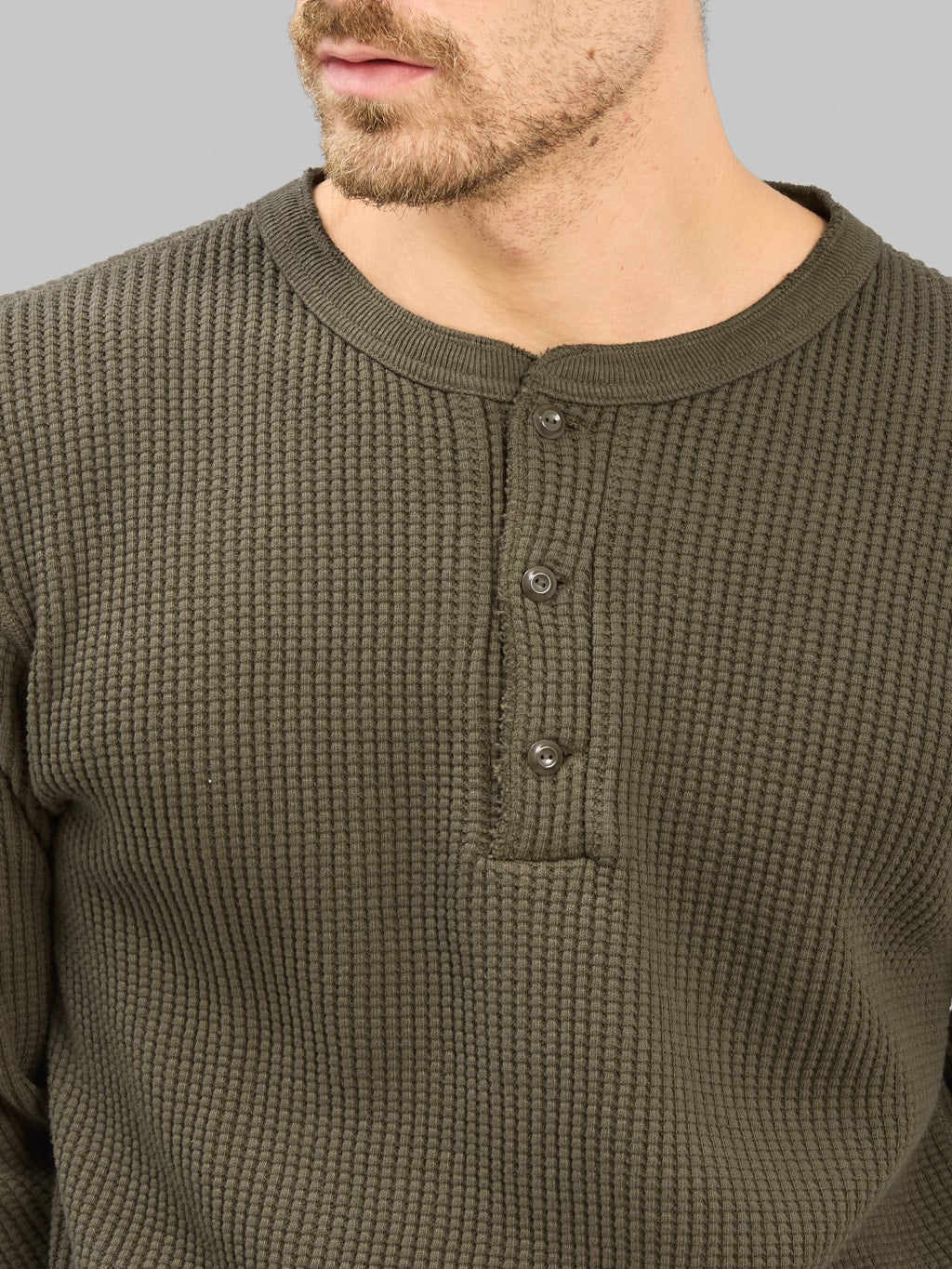 UES Thermal Big Waffle Henley T-Shirt Brown