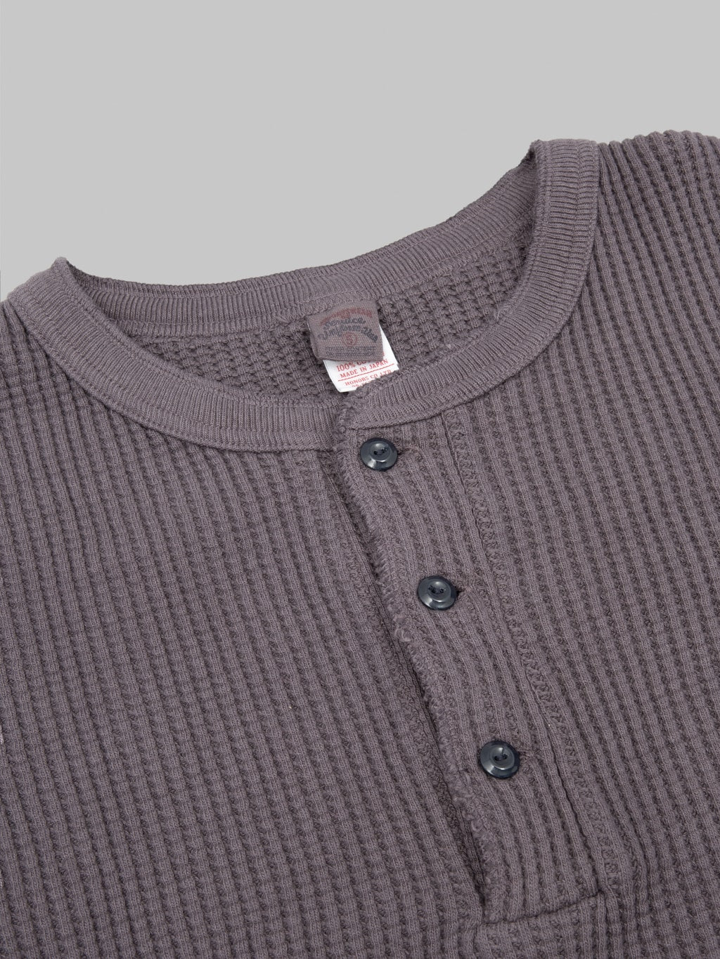 UES Thermal Big Waffle Henley T-Shirt Purple Navy