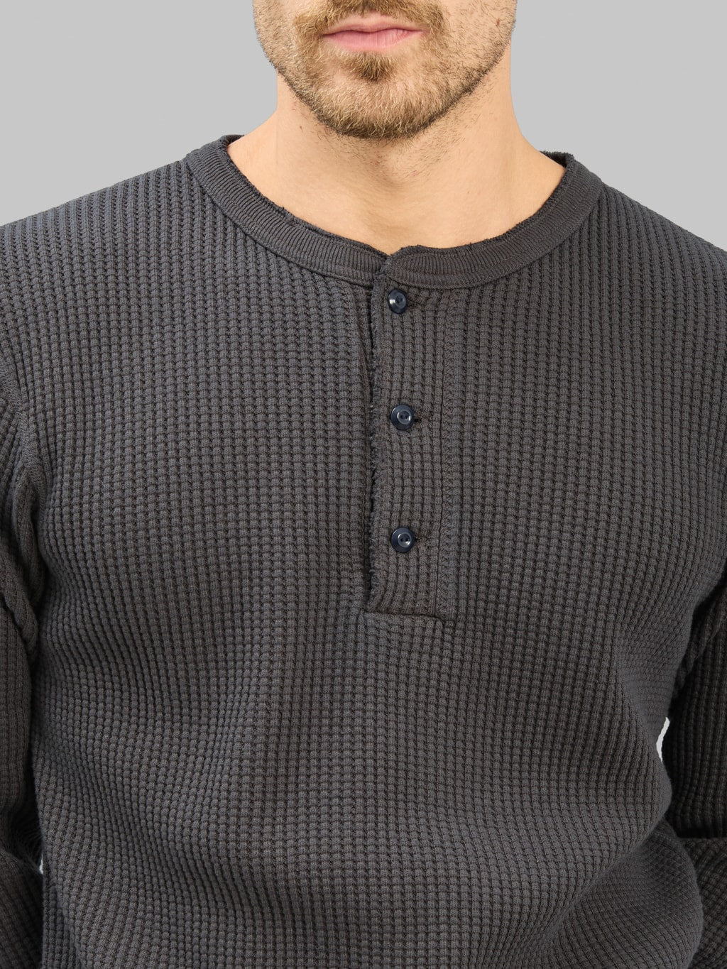 UES Thermal Big Waffle Henley T-Shirt Steel Grey