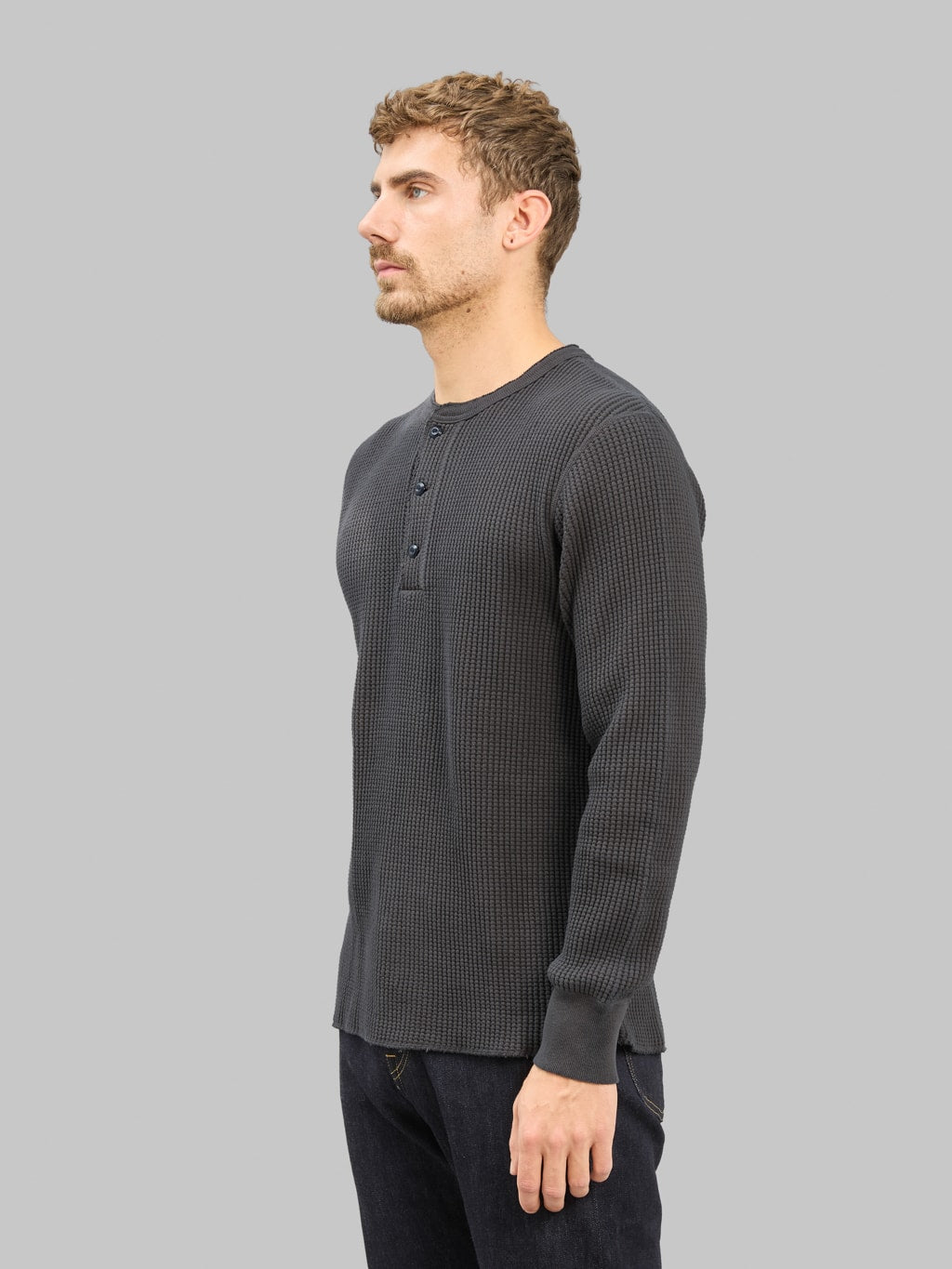 UES Thermal Big Waffle Henley T-Shirt Steel Grey