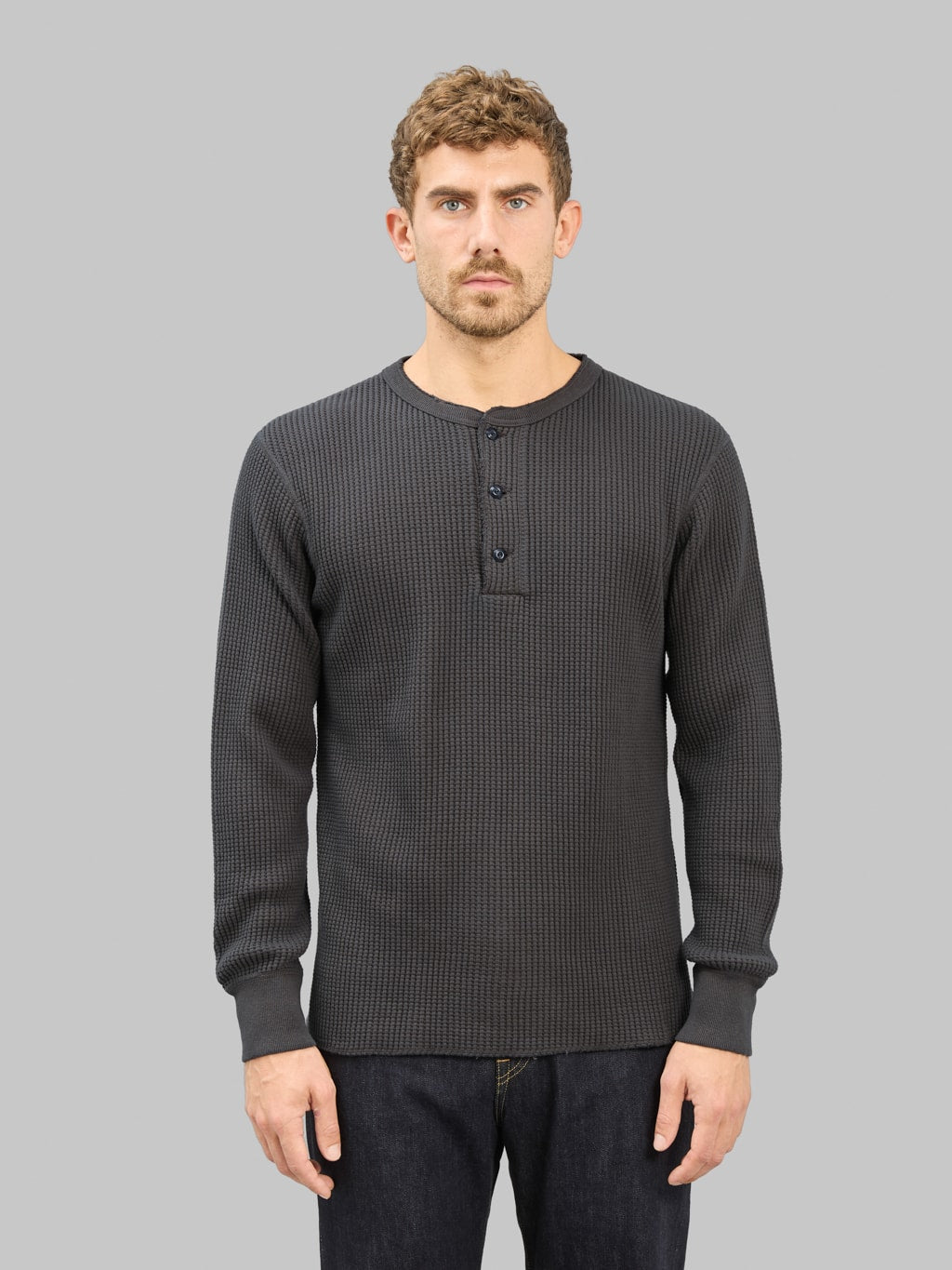 UES Thermal Big Waffle Henley T-Shirt Steel Grey