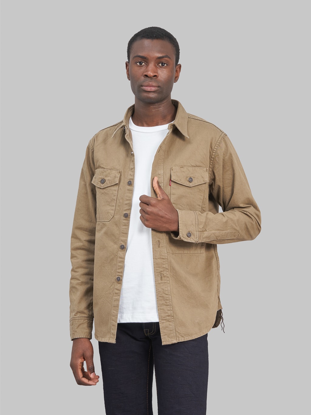ues traveling denim shirt olive