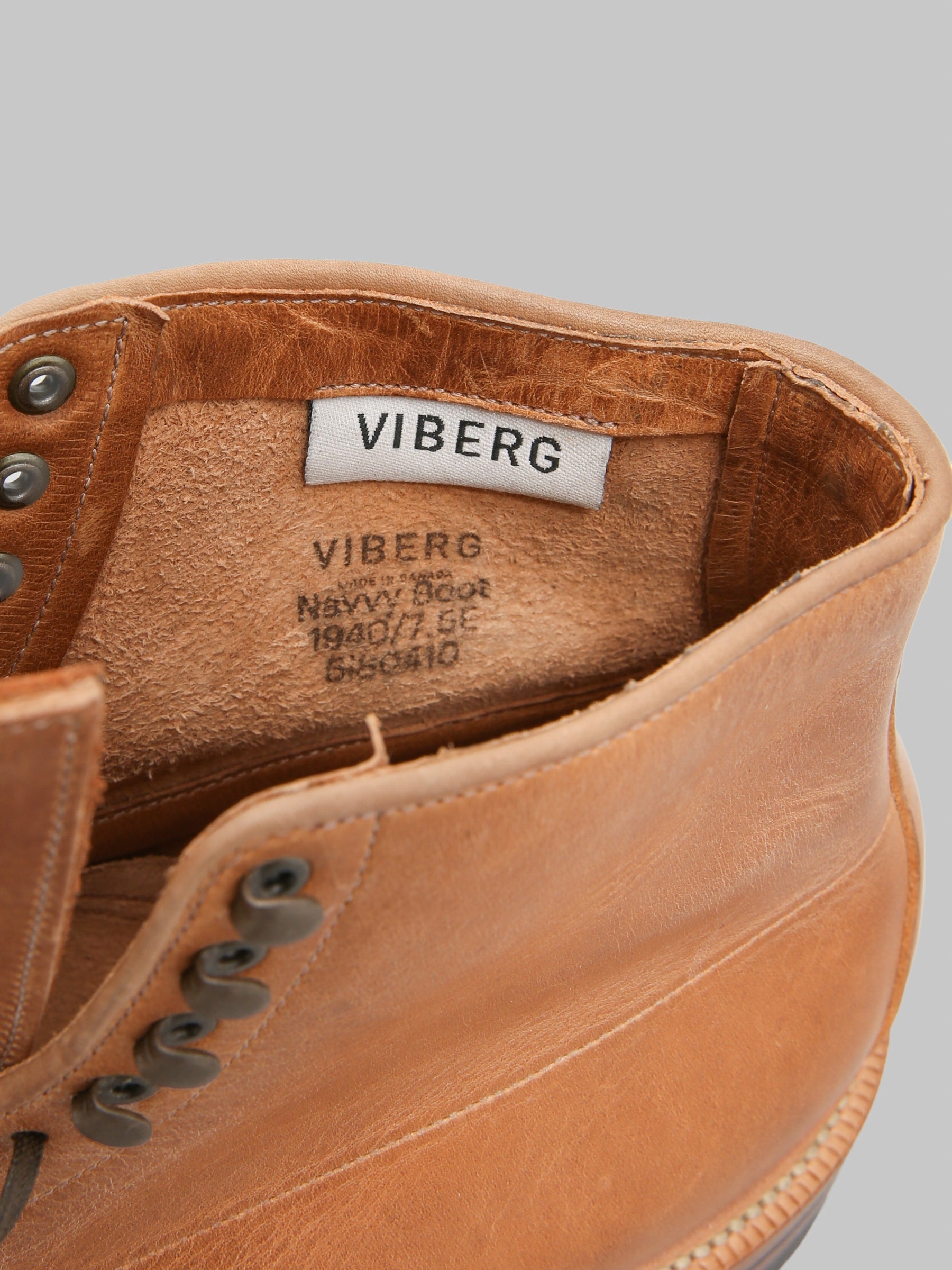 Viberg Service Navvy Boot 1040 Natural Cypress interior details