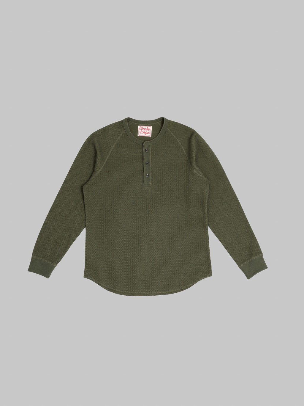 Wonder Looper Cashmere Blend Honeycomb Henley Khaki