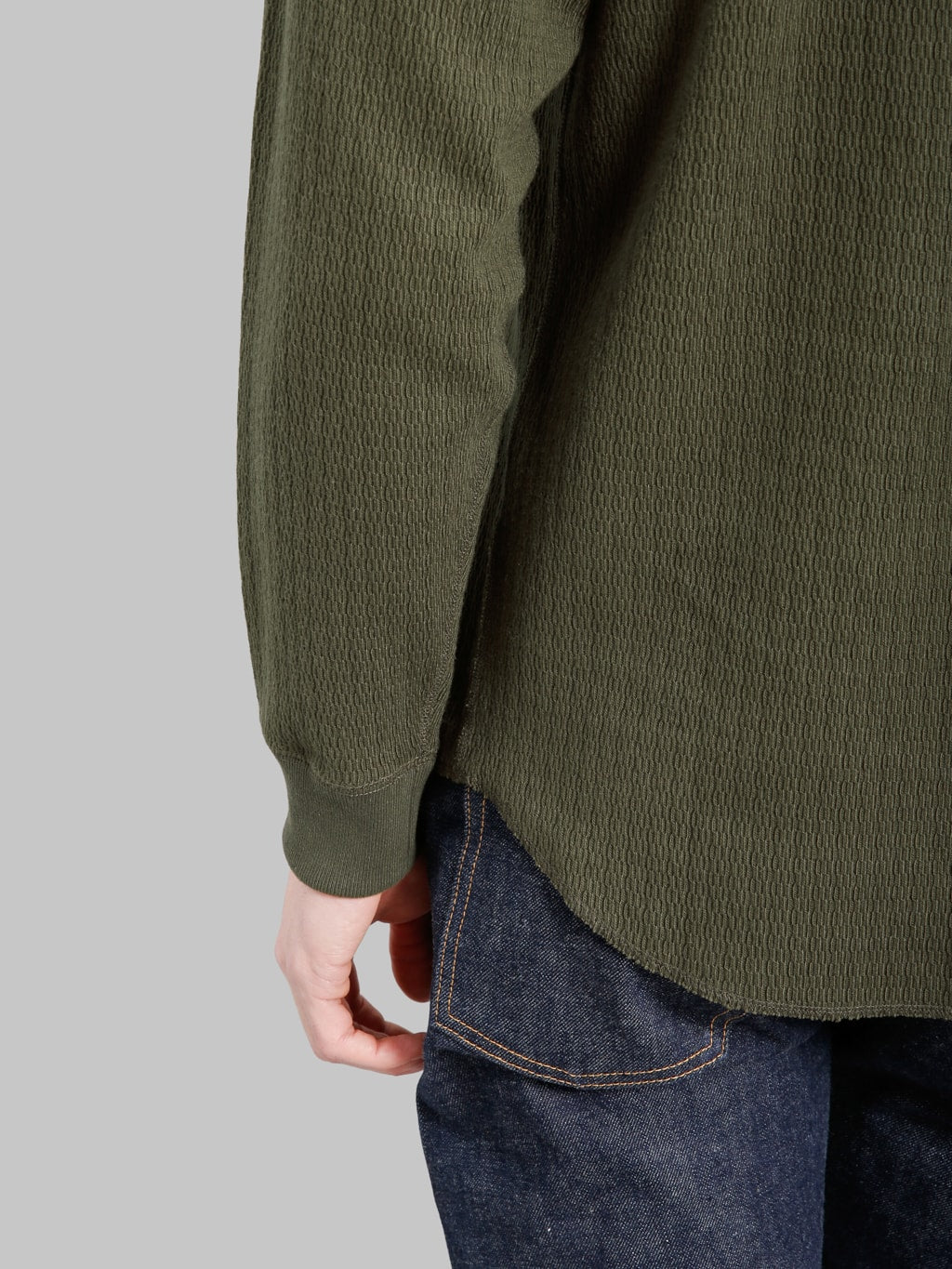 Wonder Looper Cashmere Blend Honeycomb Henley Khaki