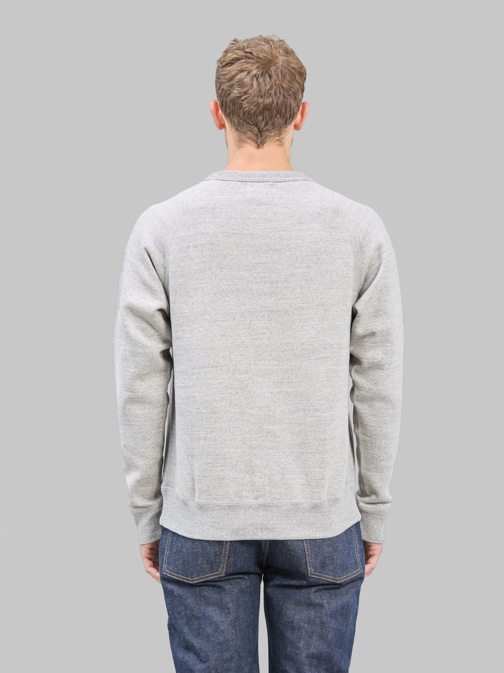 Wonder Looper Pullover Crewneck Fleeced Foxfibre Heather Grey back look