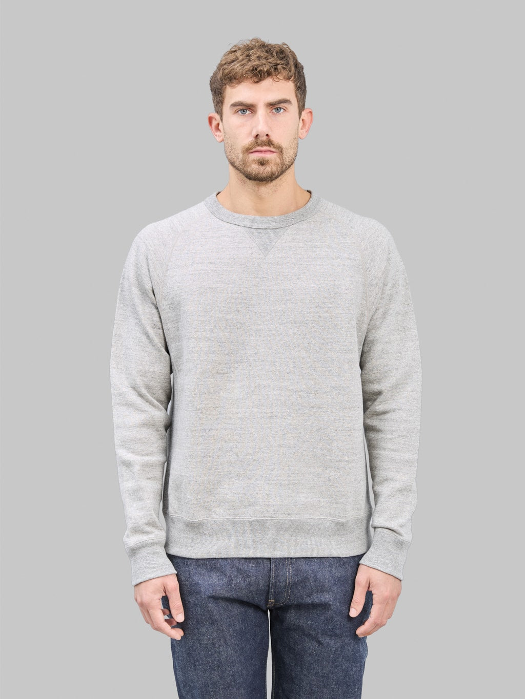 Wonder Looper Pullover Crewneck Fleeced Foxfibre Heather Grey front view
