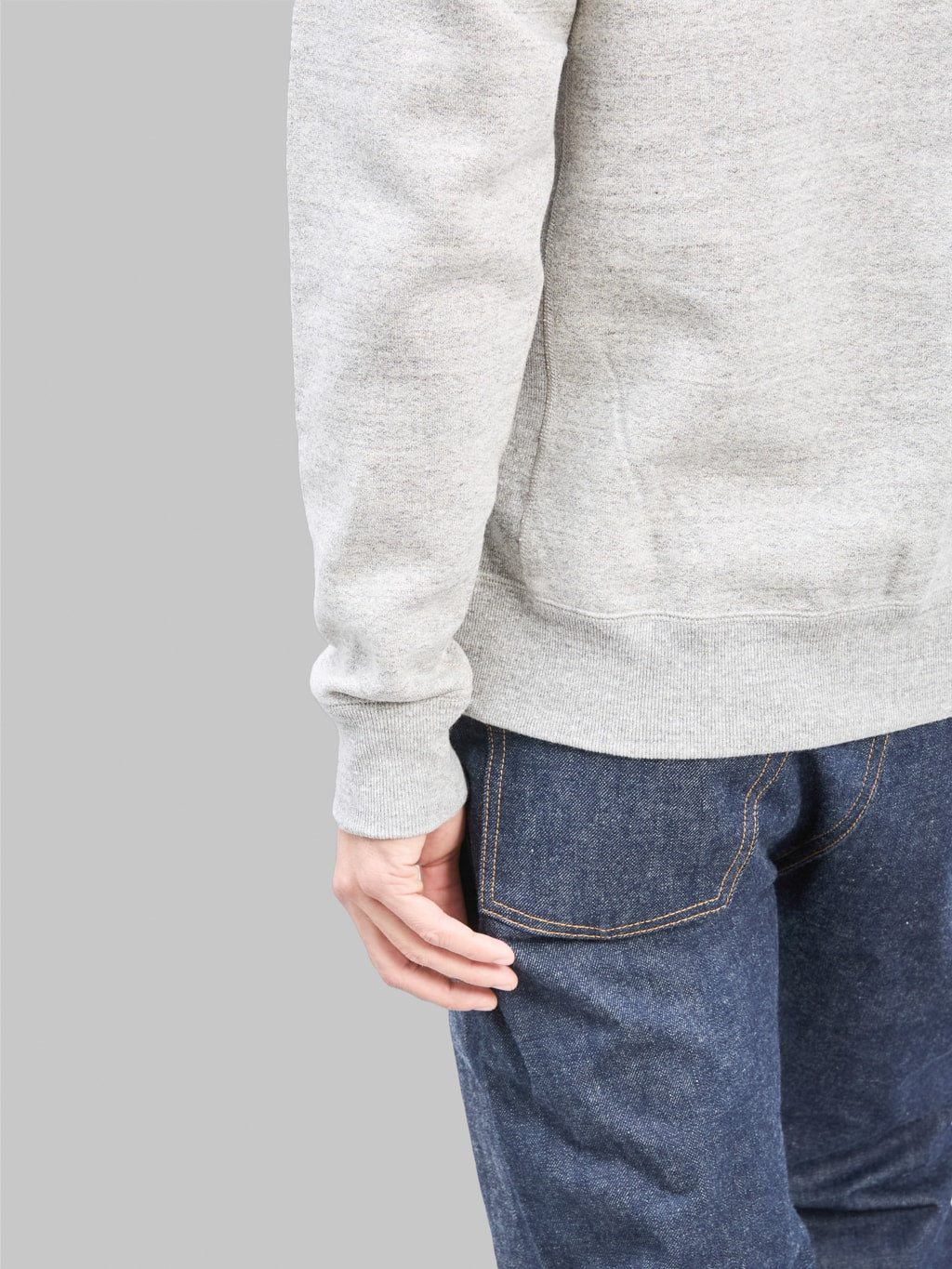 Wonder Looper Pullover Crewneck Fleeced Foxfibre Heather Grey cuff