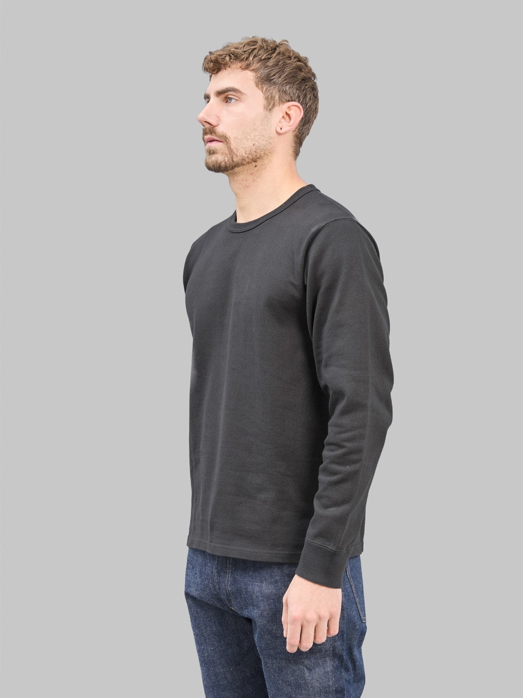 Wonder Looper Double Heavyweight Long Sleeve TShirt Sumi side fit