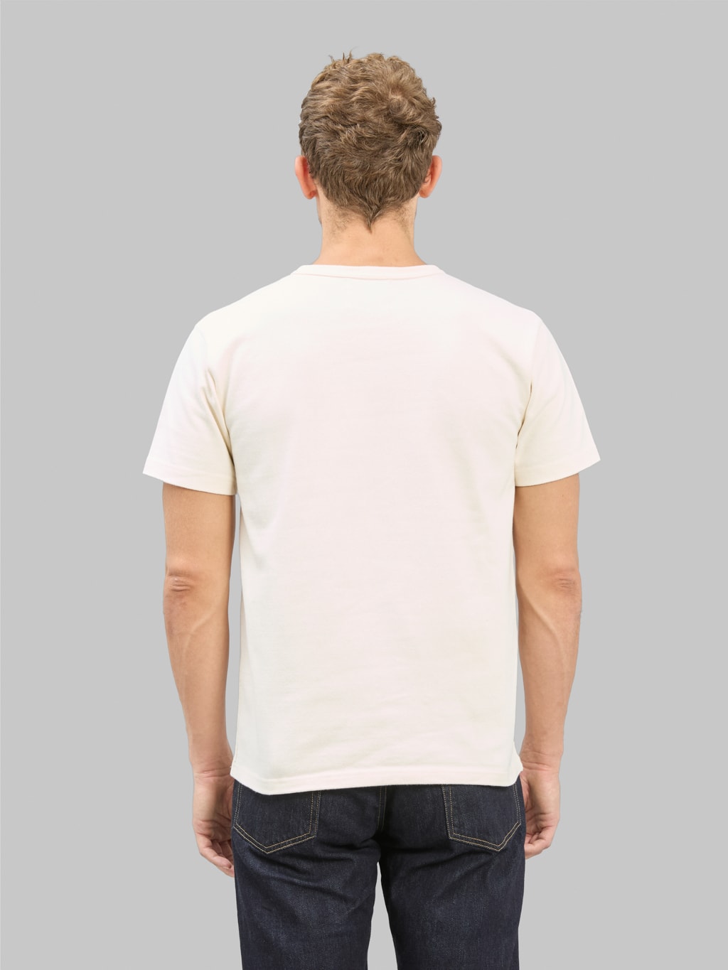 Wonder Looper Double Heavyweight Crewneck TShirt Ecru back look