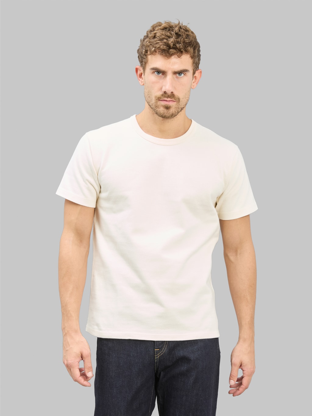 Wonder Looper Double Heavyweight Crewneck TShirt Ecru styled