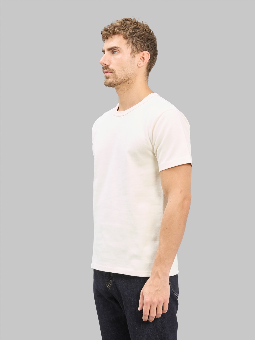 Wonder Looper Double Heavyweight Crewneck TShirt Ecru side look