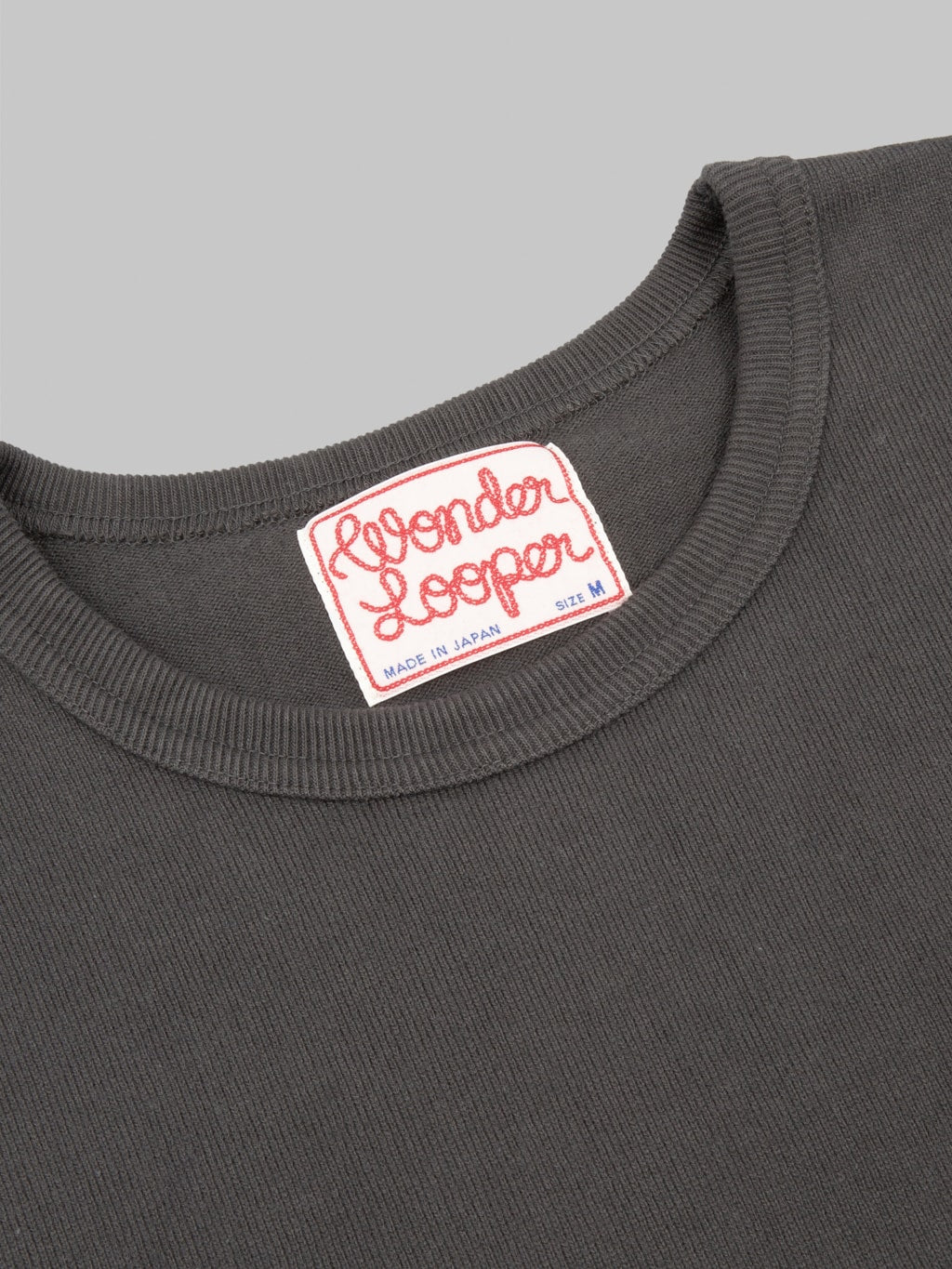 Wonder Looper Double Heavyweight Crewneck T-Shirt Sumi tag closeup