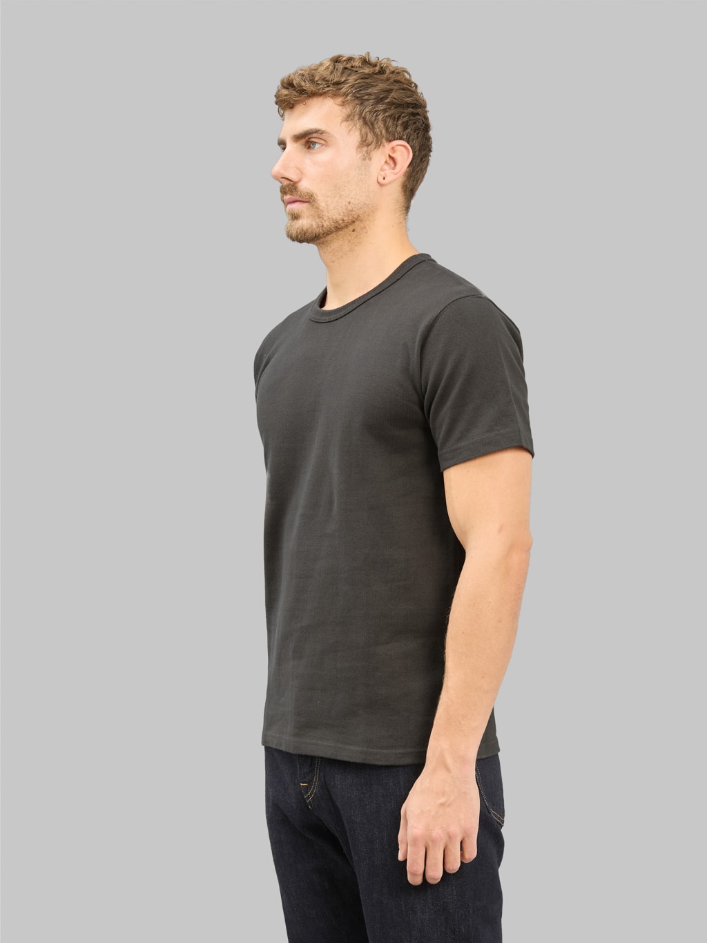 Wonder Looper Double Heavyweight Crewneck T-Shirt Sumi side fit