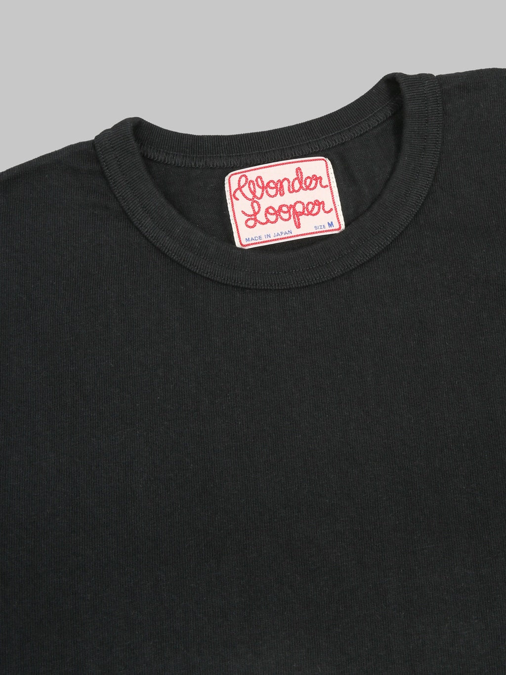 Wonder Looper ELS Recycled Cotton Slub Crewneck TShirt Black tag label