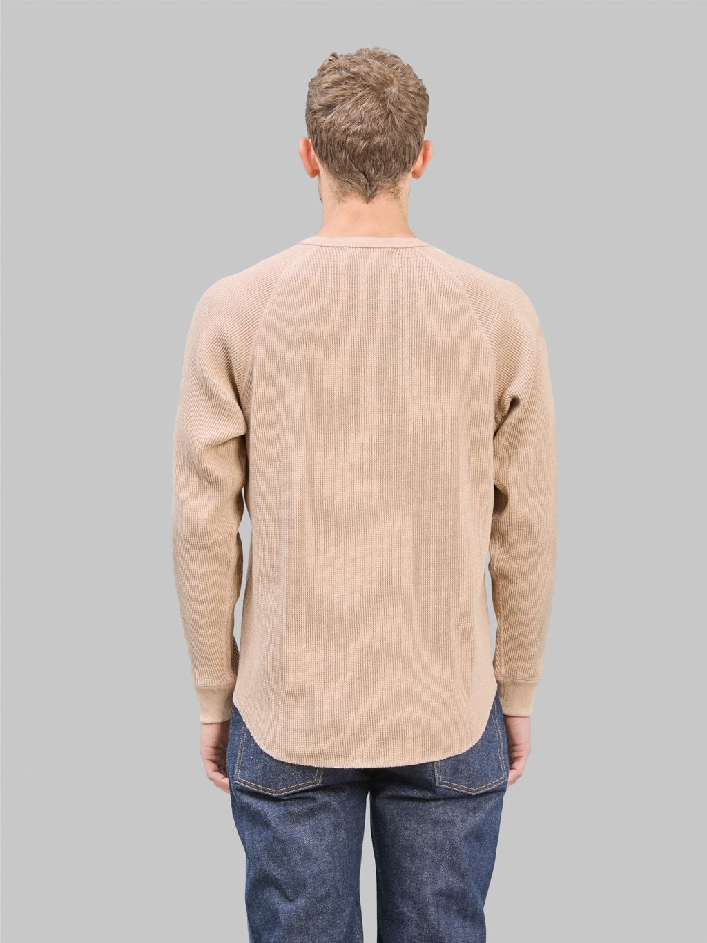 Wonder Looper Foxfibre Heavyweight Waffle Henley Coyote 15 back look