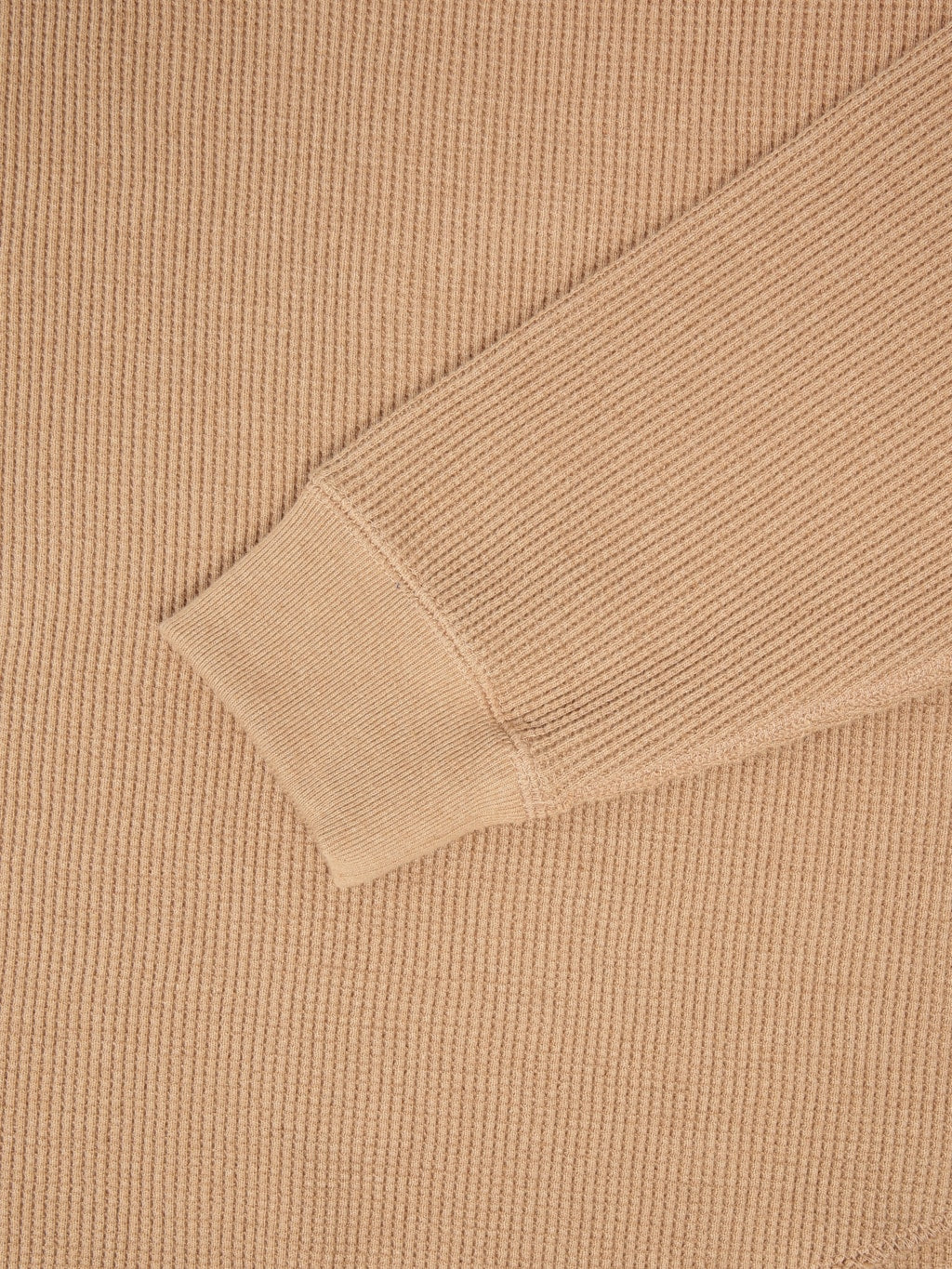 Wonder Looper Foxfibre Heavyweight Waffle Henley Coyote 70 closeup