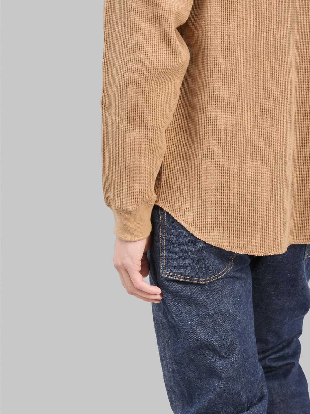 Wonder Looper Foxfibre Heavyweight Waffle Henley Coyote 70 cuff
