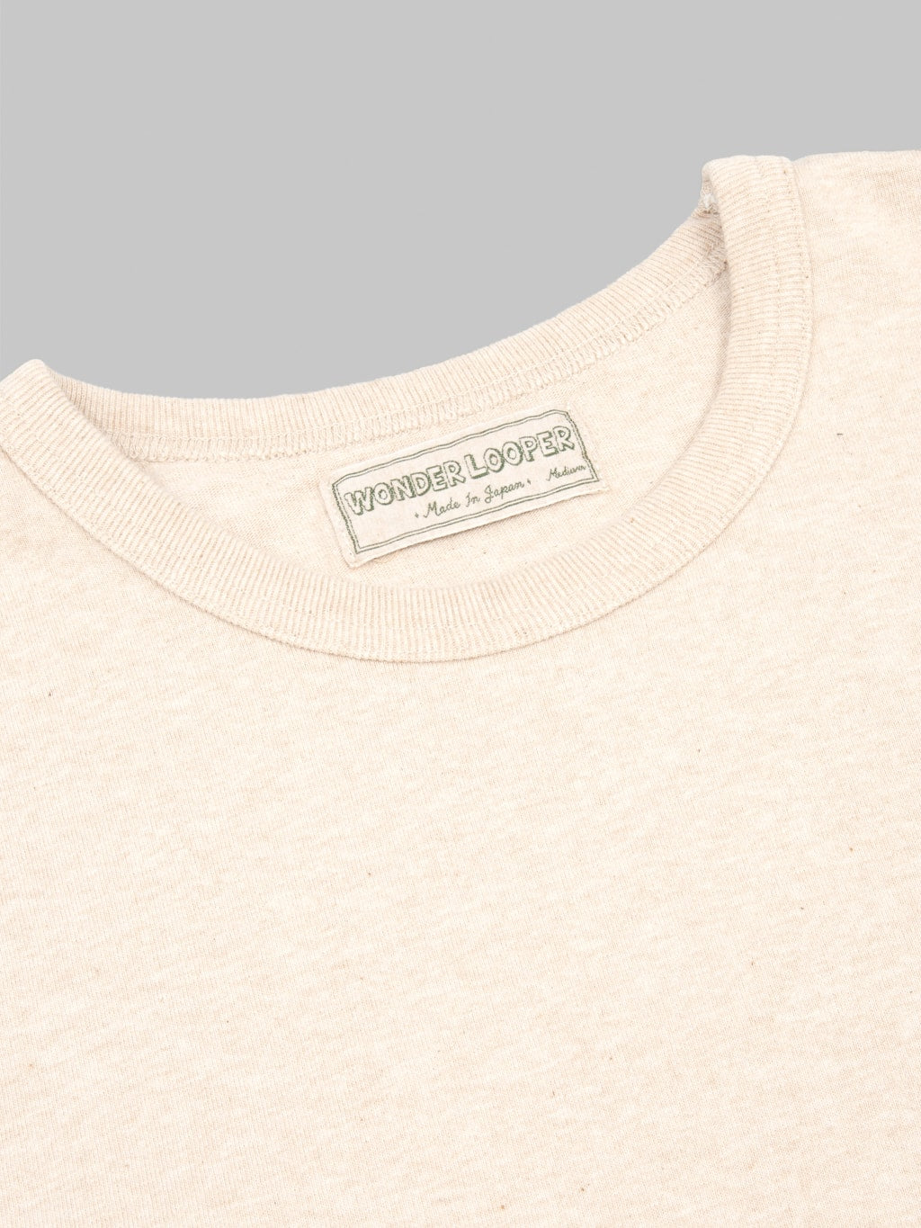 Wonder Looper Foxfibre Tsuriami Crewneck TShirt Coyote 15 closeup