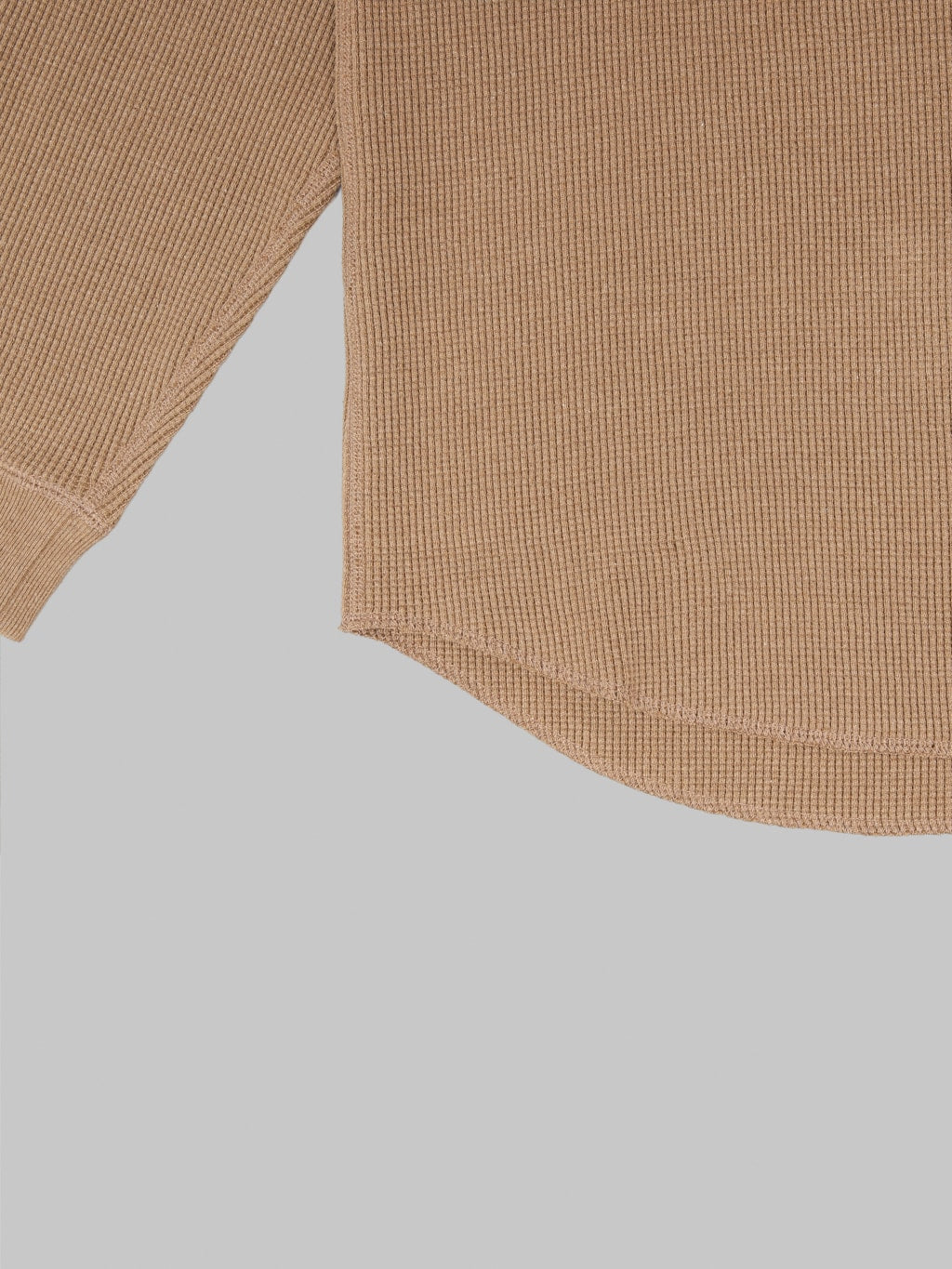 Wonder Looper Iron Mordant Foxfibre Heavyweight Waffle Henley Coyote 80 cotton