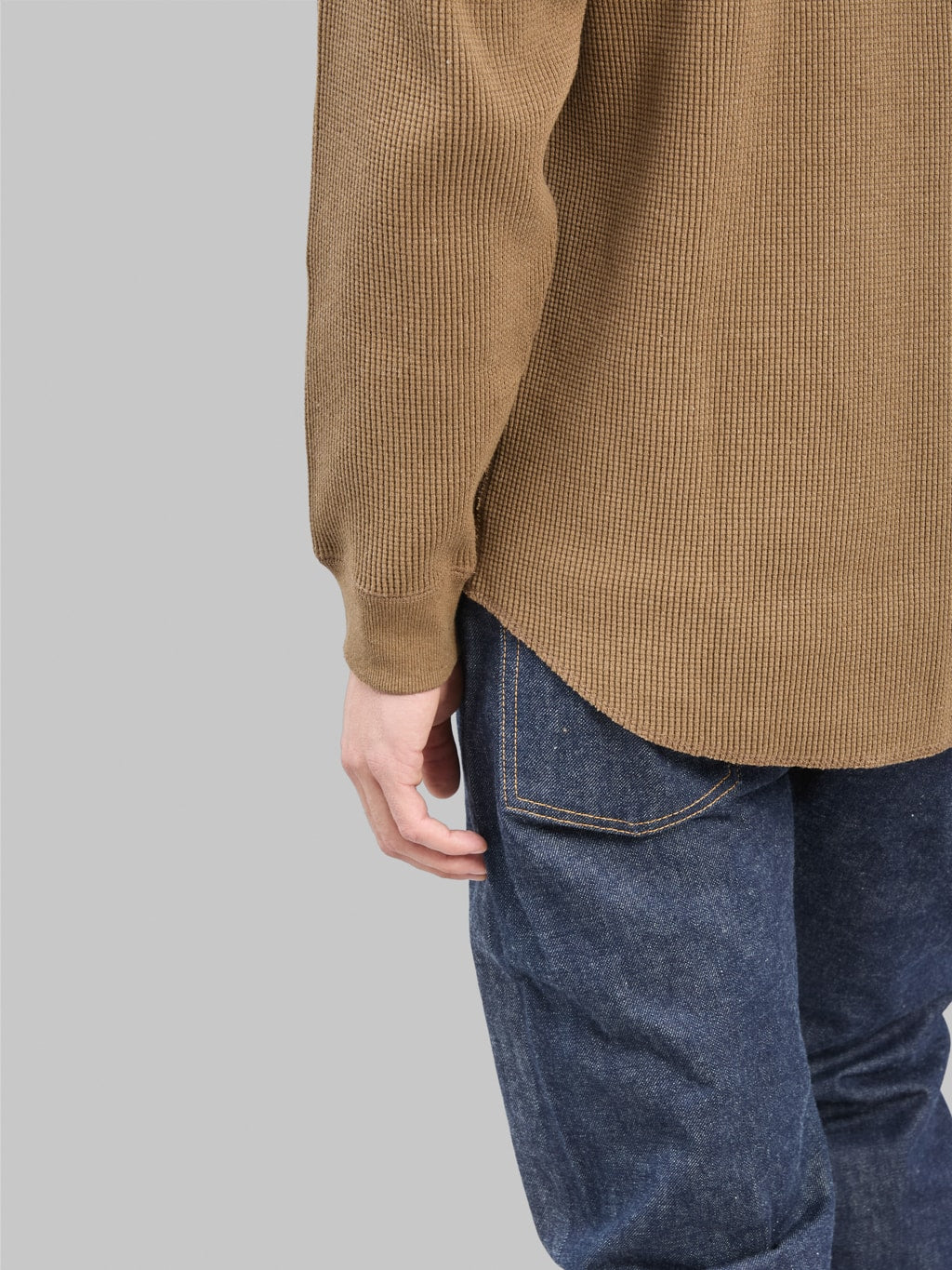 Wonder Looper Iron Mordant Foxfibre Heavyweight Waffle Henley Coyote 80 cuff