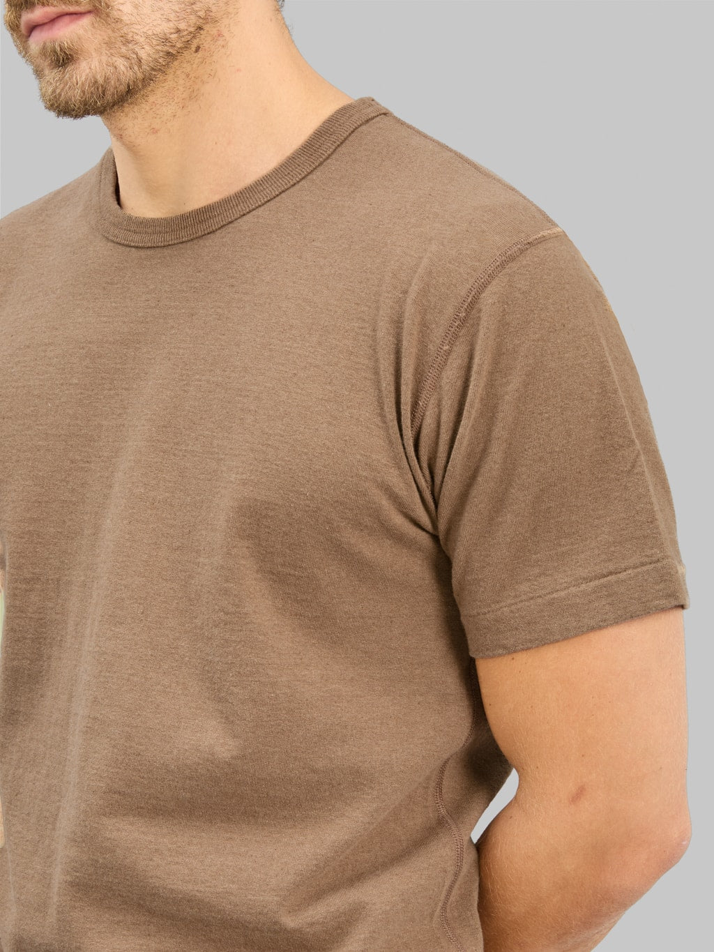 Wonder Looper Iron Mordant Foxfibre Tsuriami Crewneck TShirt Coyote 70 sleeve