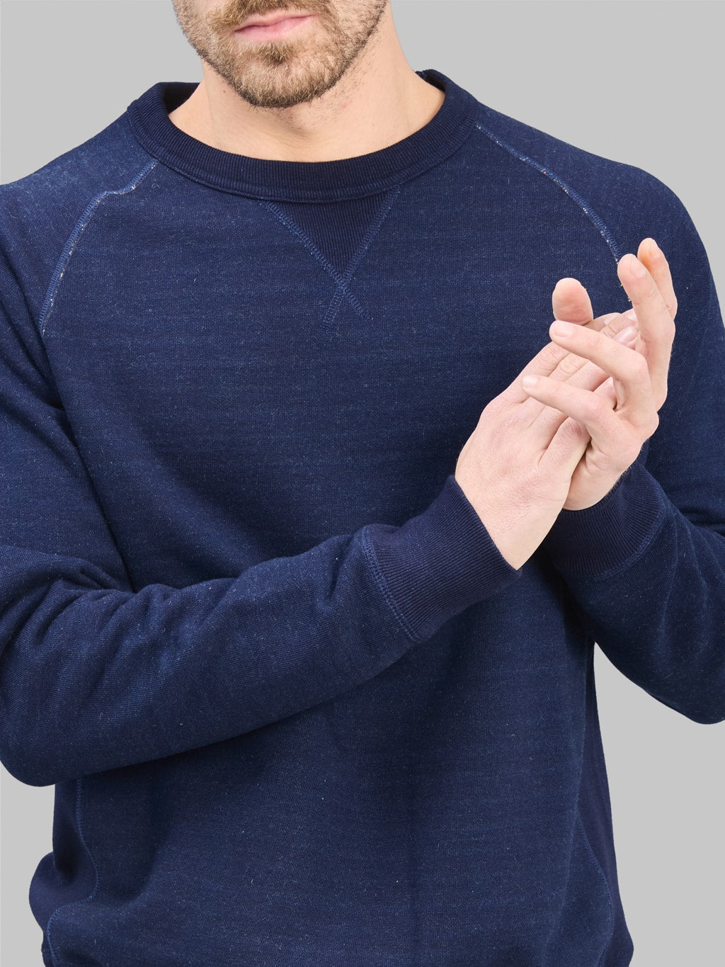 Wonder Looper Pullover Crewneck Real Indigo Blanket Striped French Terry japanese