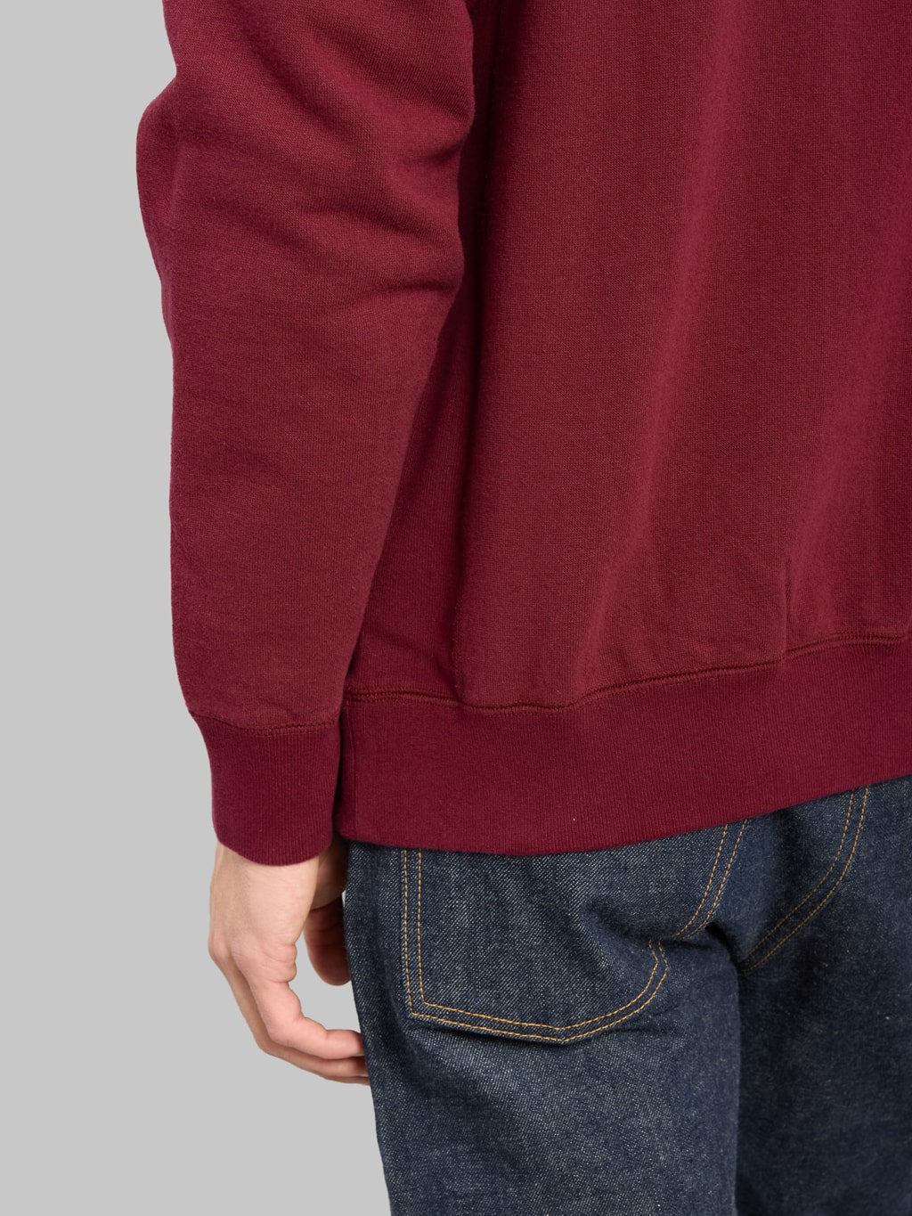Wonder Looper Pullover Crewneck Super Looper French Terry Burgundy ribbed hem