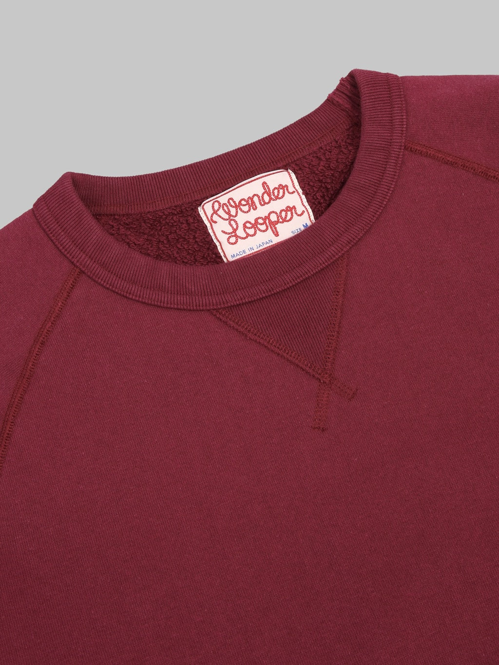 Wonder Looper Pullover Crewneck Super Looper French Terry Burgundy V neck