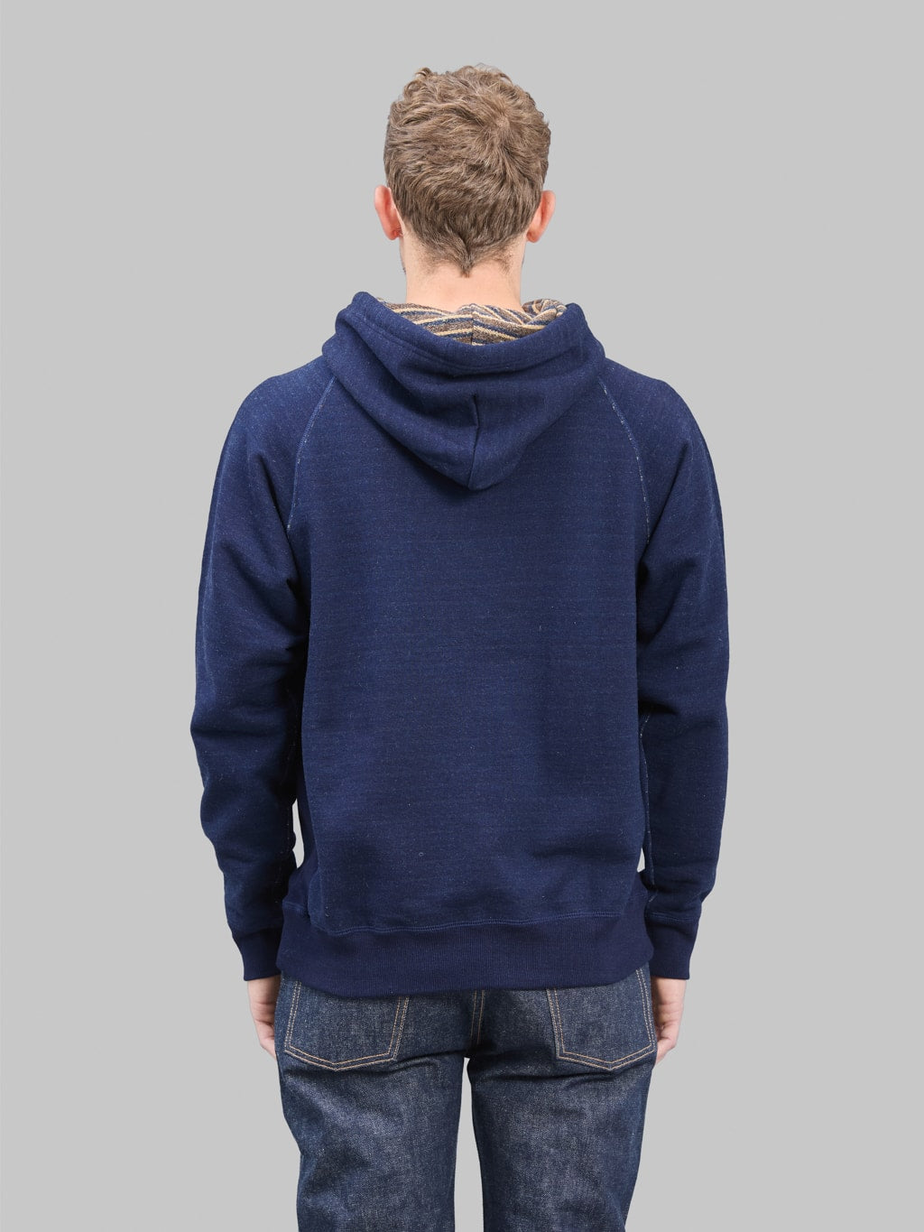 Wonder Looper Pullover Hoodie Real Indigo Blanket Striped French Terry back