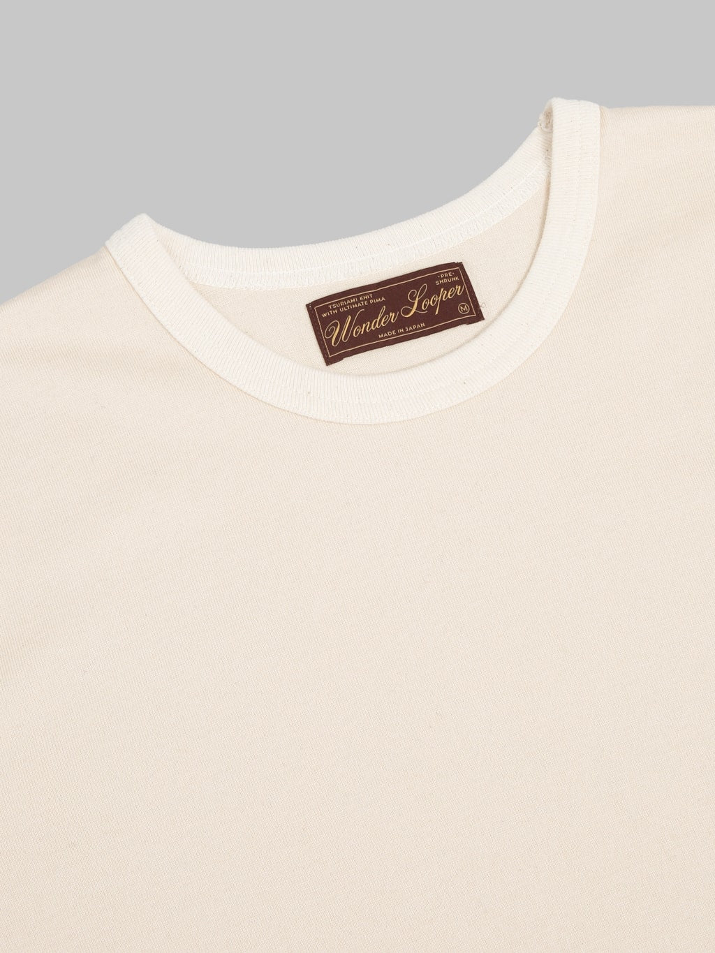 Wonder Looper Ultimate Pima Tsuriami Crewneck TShirt Ecru label