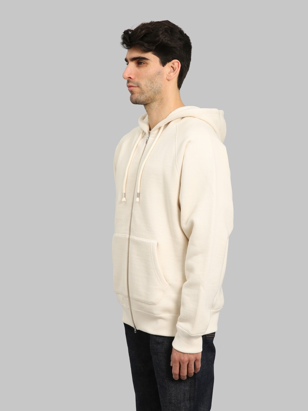 Wonder Looper Zip Hoodie 876gsm Double Heavyweight French Terry Ecru