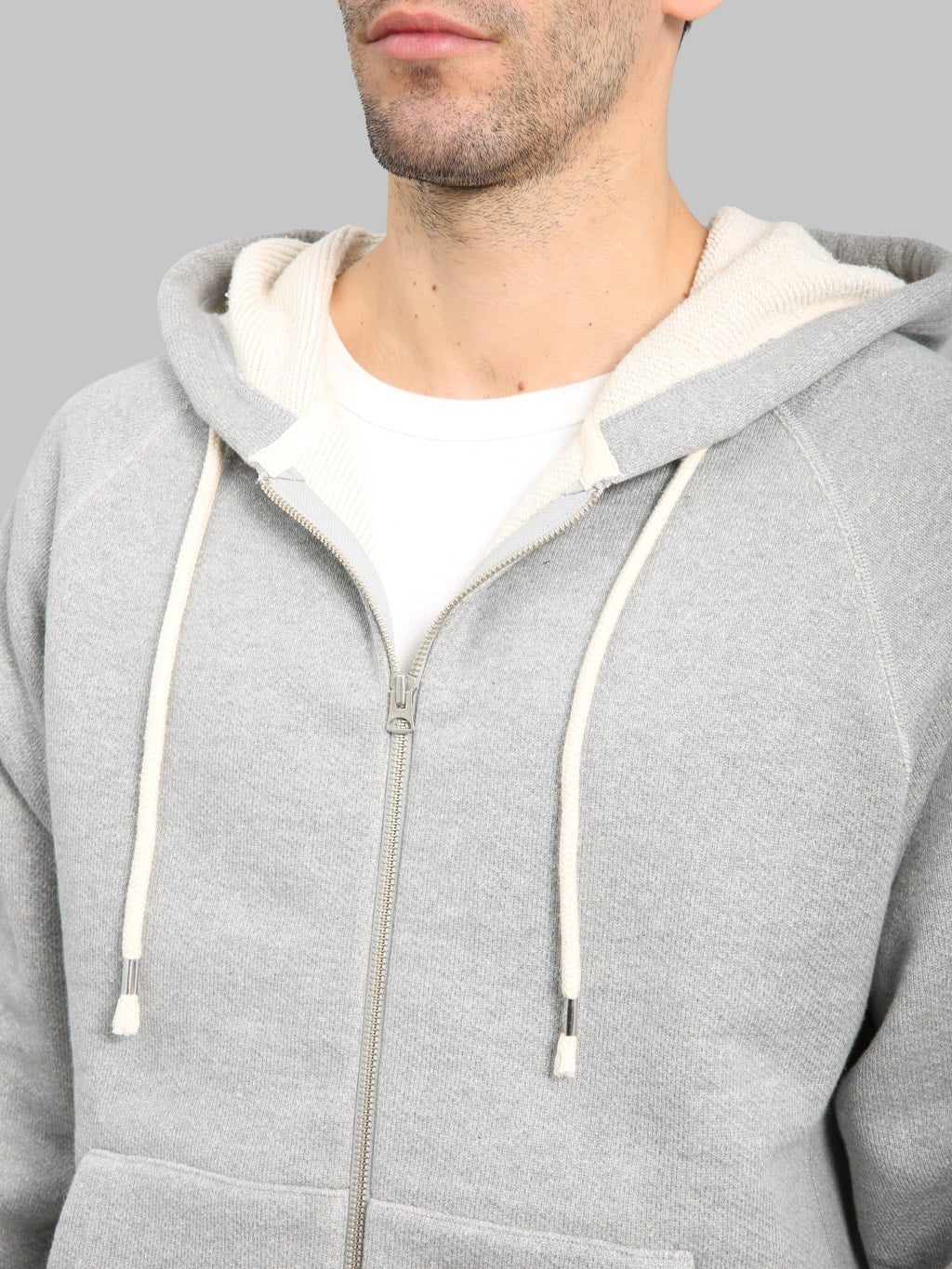 Wonder Looper Zip Hoodie 876gsm Double Heavyweight French Terry Heather Grey