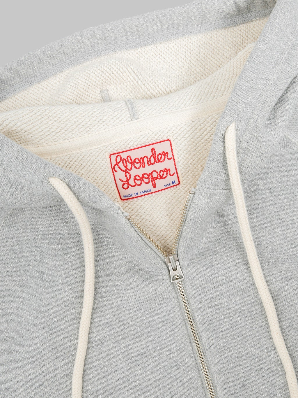 Wonder Looper Zip Hoodie 876gsm Double Heavyweight French Terry Heather Grey