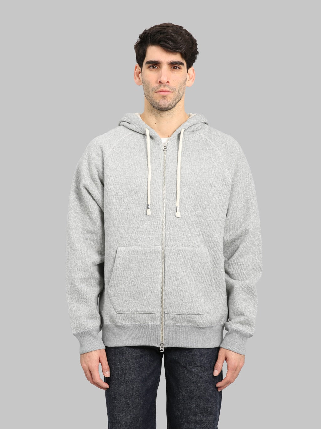 Wonder Looper Zip Hoodie 876gsm Double Heavyweight French Terry Heather Grey