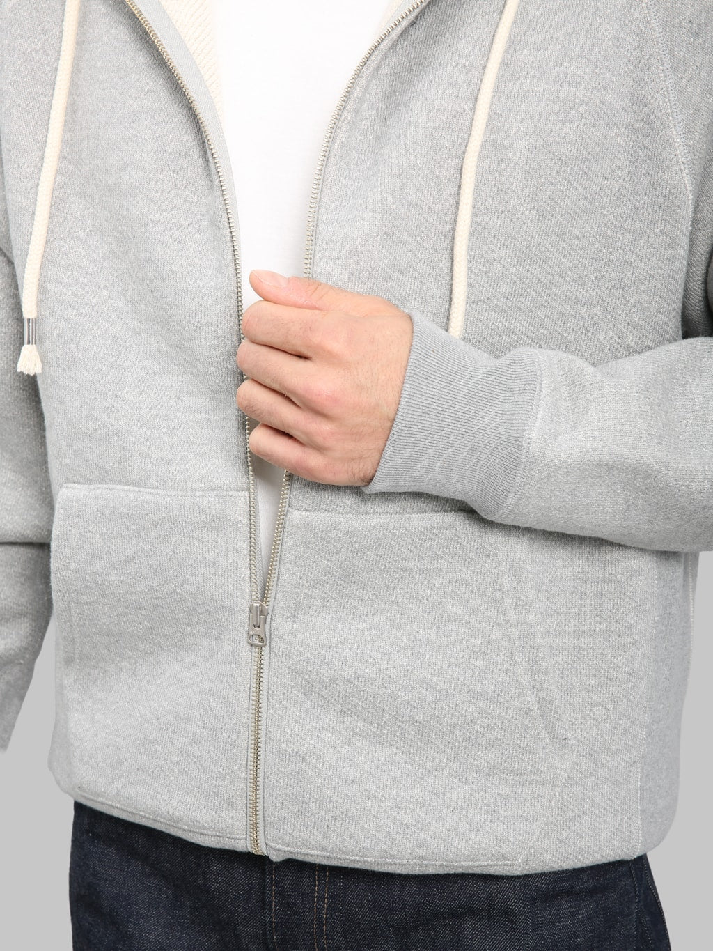 Wonder Looper Zip Hoodie 876gsm Double Heavyweight French Terry Heather Grey