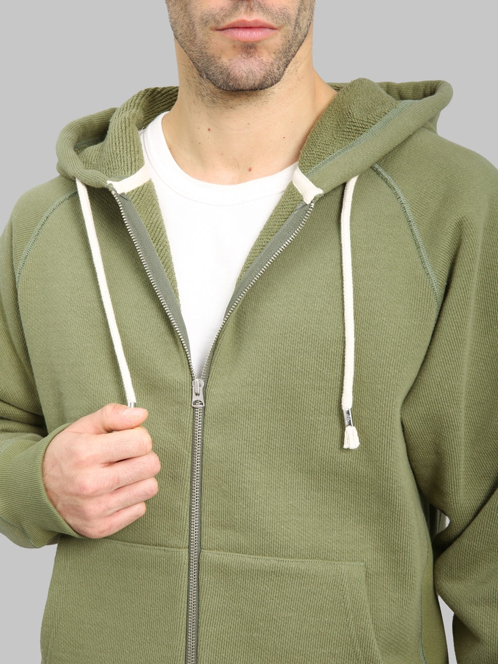 Wonder Looper Zip Hoodie 876gsm Double Heavyweight French Terry Sage