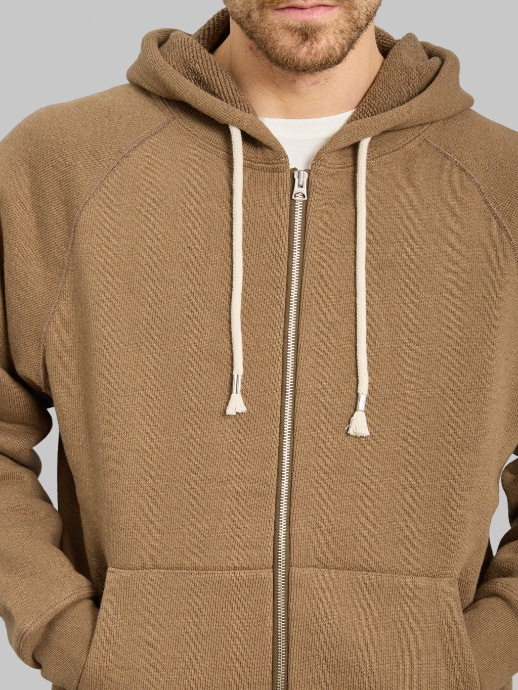 Wonder Looper Zip Hoodie Iron Mordant Foxfibre® Double Heavyweight French Terry Coyote 80