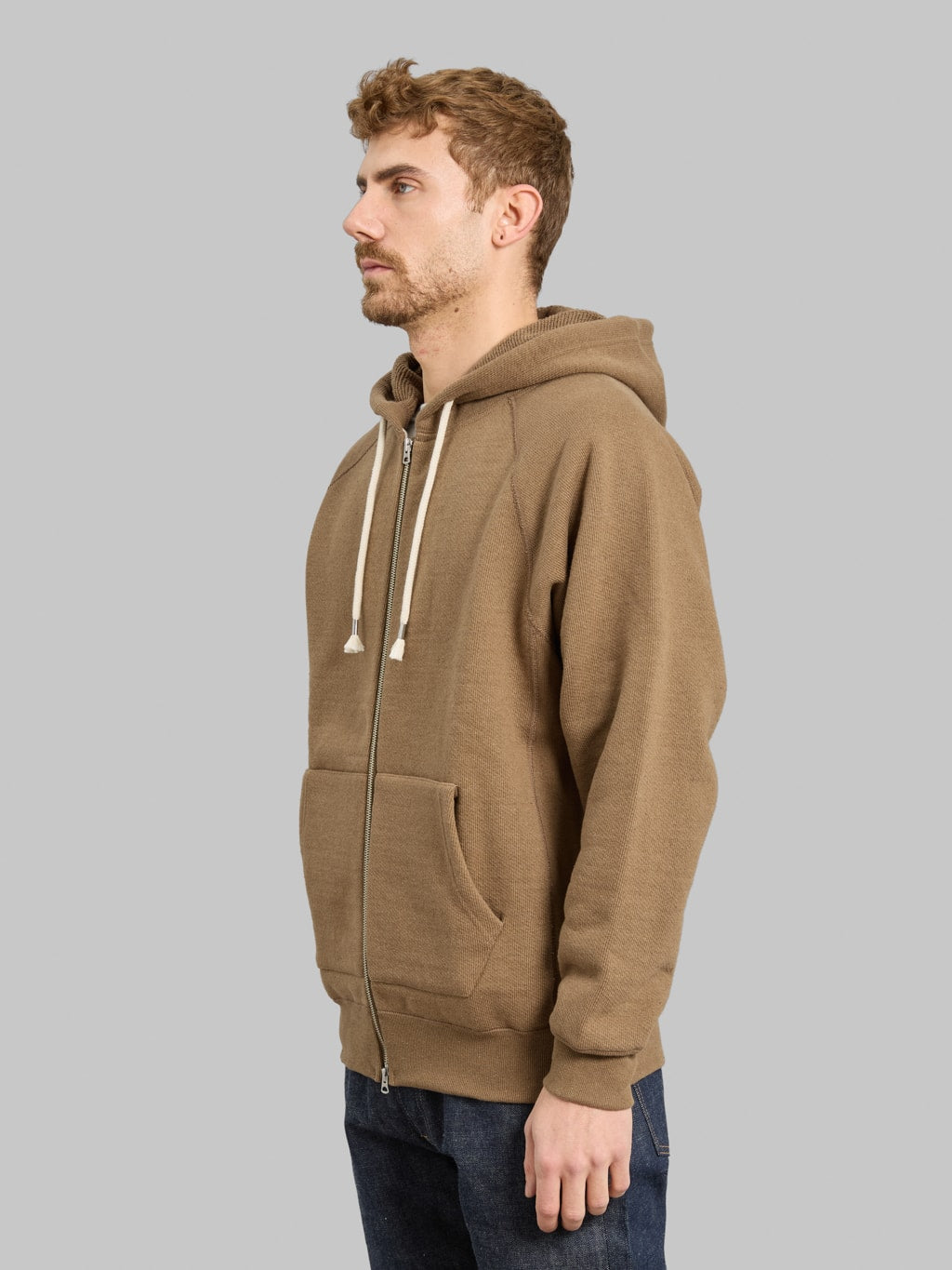 Wonder Looper Zip Hoodie Iron Mordant Foxfibre® Double Heavyweight French Terry Coyote 80