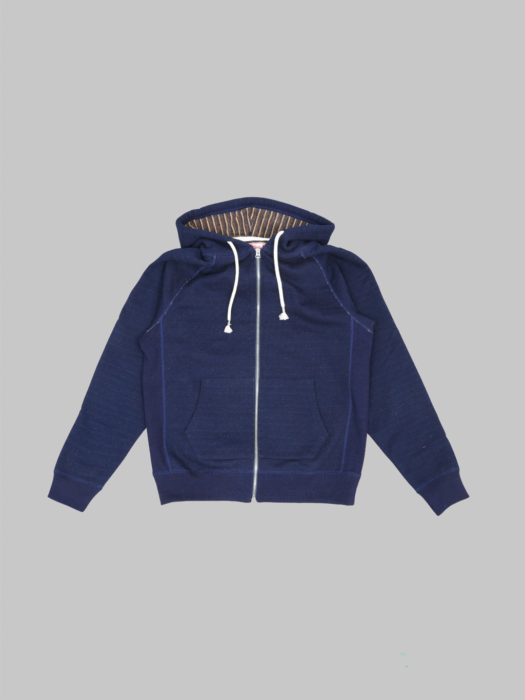 Wonder Looper Zip Hoodie Real Indigo Blanket Striped French Terry front