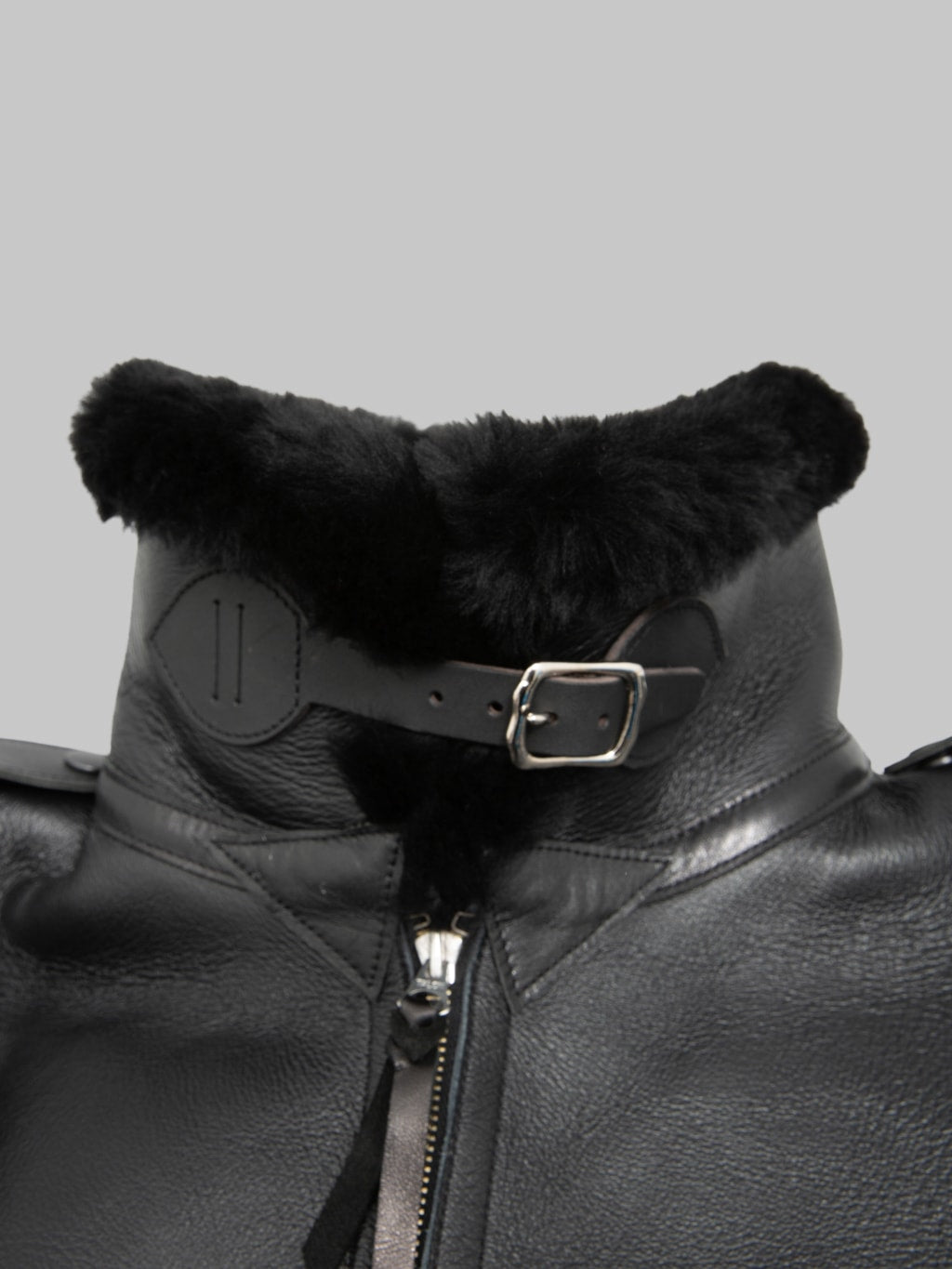 Y'2 Leather Colomer Mouton Type B-6 Horsehide Mouton Jacket Black