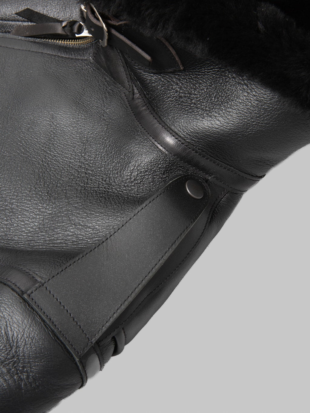 Y'2 Leather Colomer Mouton Type B-6 Horsehide Mouton Jacket Black