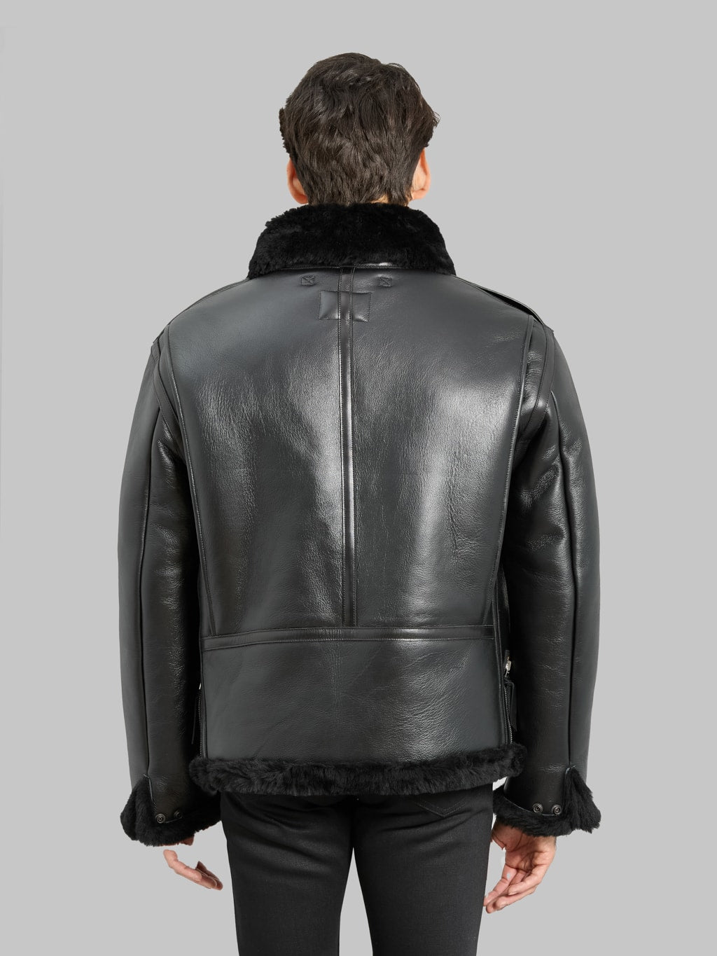 Y'2 Leather Colomer Mouton Type B-6 Horsehide Mouton Jacket Black