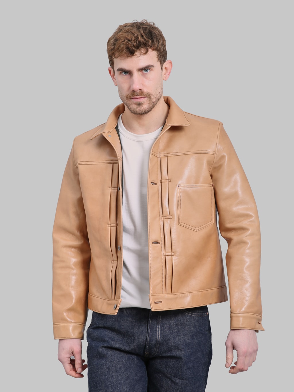 Y'2 Leather KB140T Kakishibu Persimmon Tanned Horsehide Type I Jacket - Redcast Heritage Co.