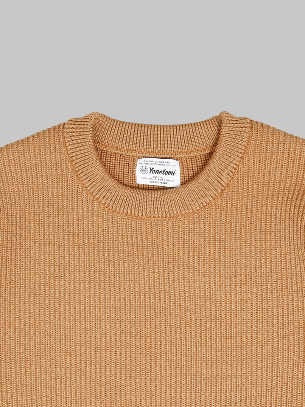 Yonetomi Extra Fine Wool Rib Knit Pullover Camel