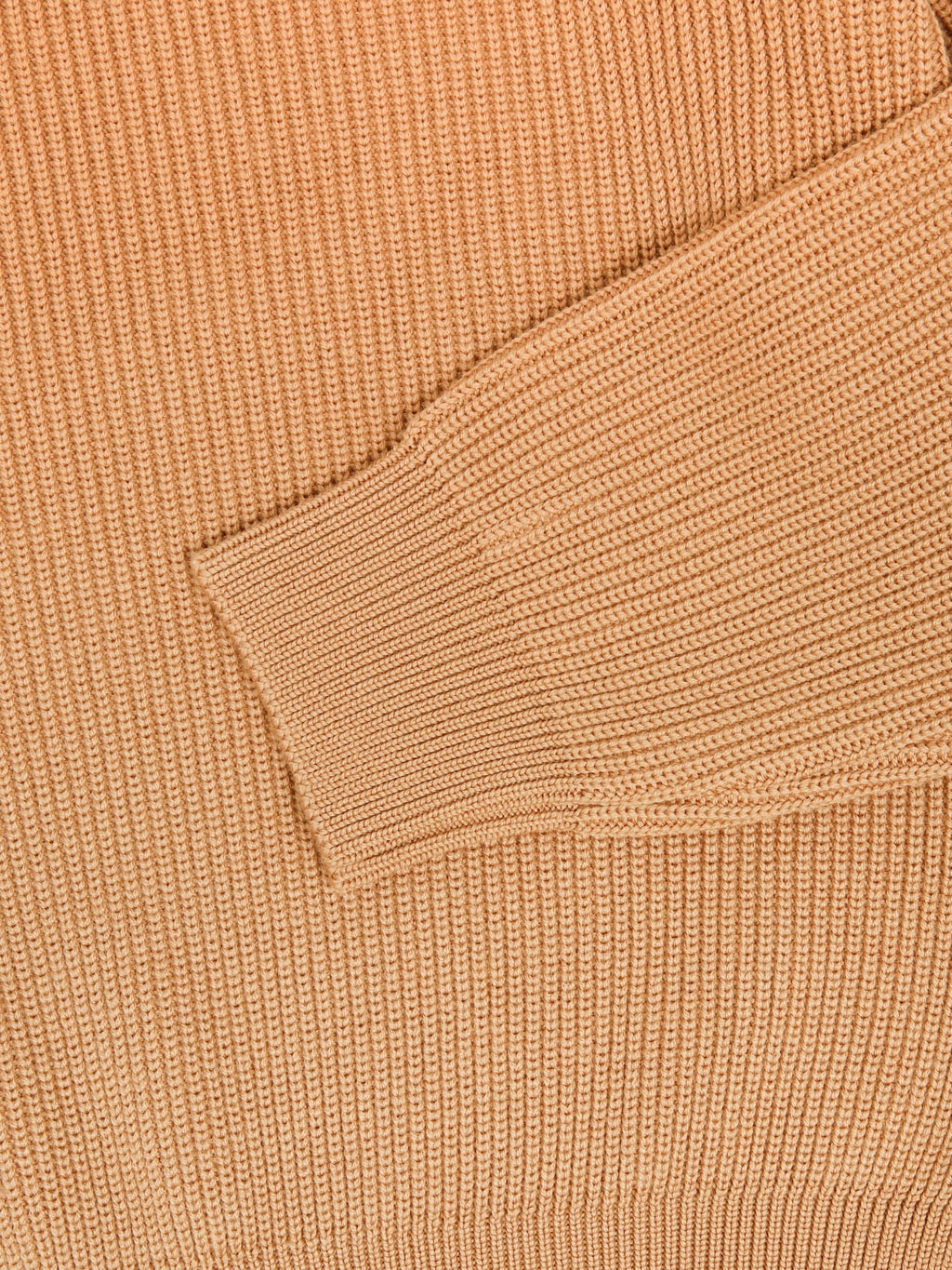 Yonetomi Extra Fine Wool Rib Knit Pullover Camel