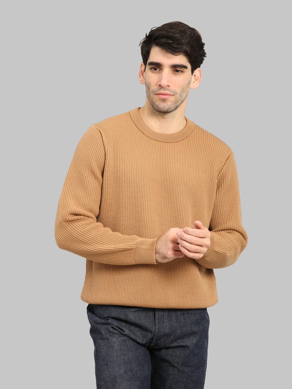 Yonetomi Extra Fine Wool Rib Knit Pullover Camel | Made in Japan