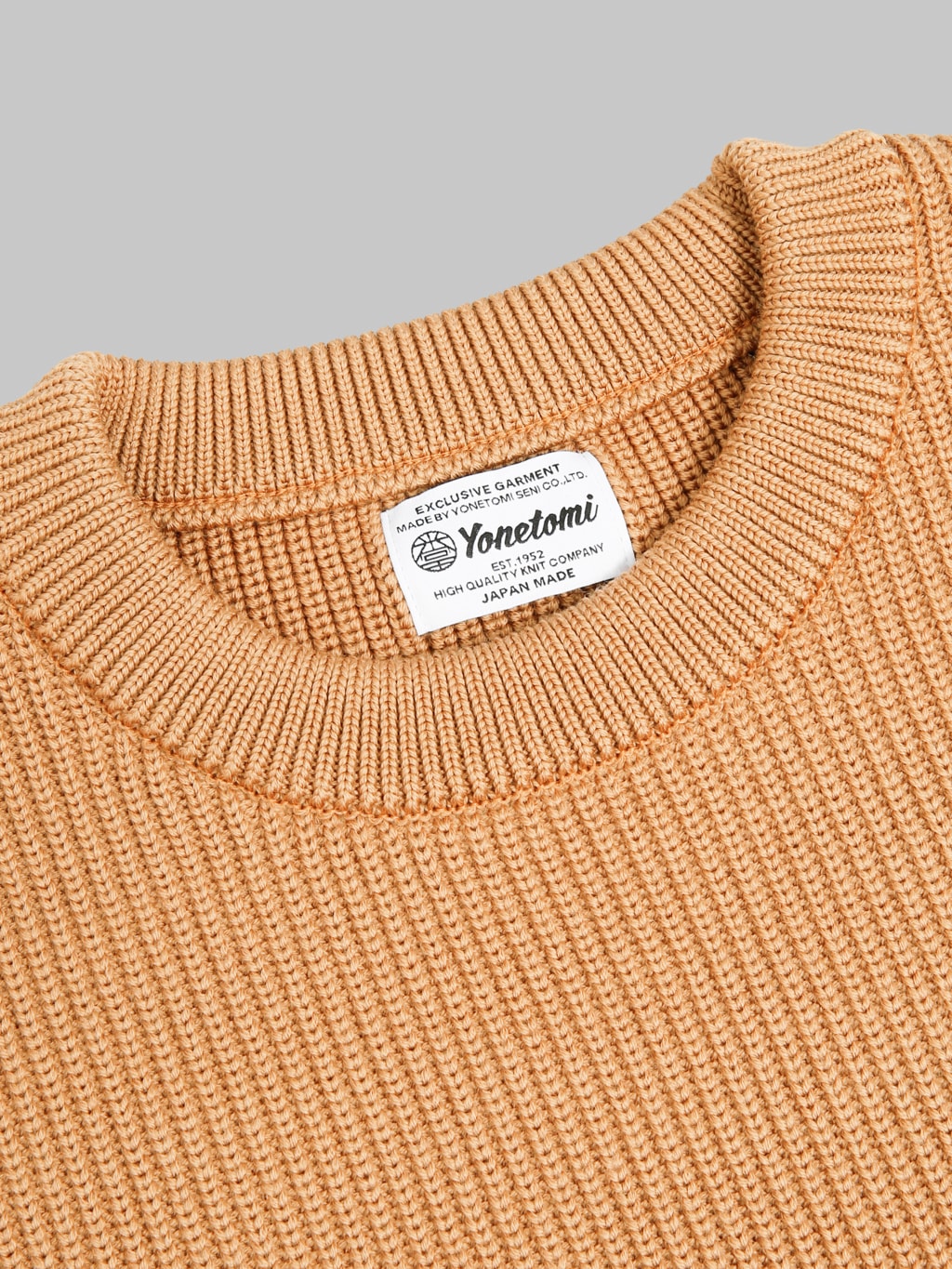 Yonetomi Extra Fine Wool Rib Knit Pullover Camel
