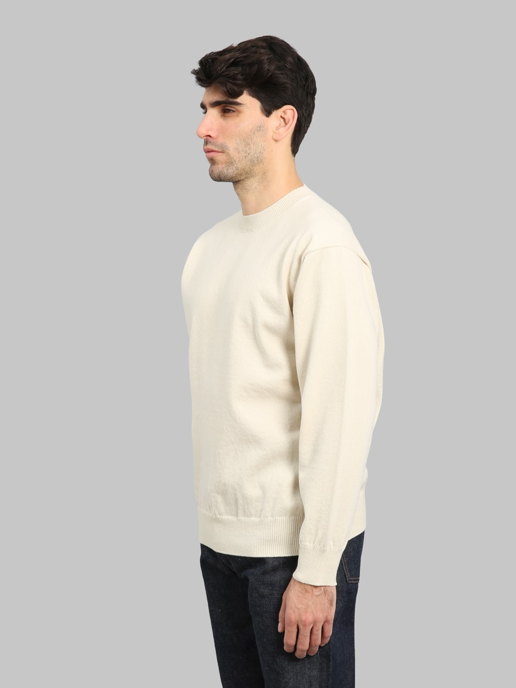 Yonetomi Rigid Cashmere Crew Neck Pullover Raw